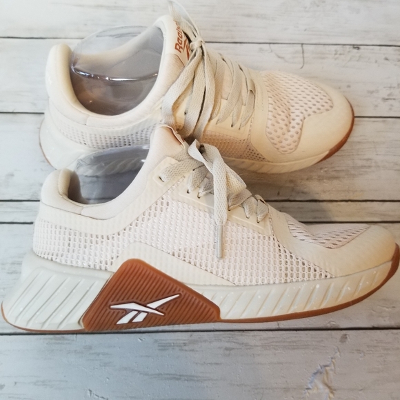 Reebok Knit Cream Colored Athletic Sneakers - Picture 2 of 11